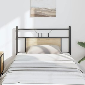 vidaXL Cabeceira de cama 80cm derivados de madeira/aço carvalho sonoma