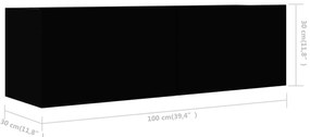 6 pcs conjunto de móveis de TV derivados de madeira preto