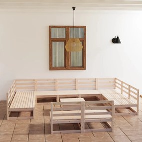 vidaXL 12 pcs conjunto lounge de jardim pinho maciço