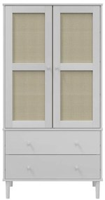 Roupeiro SENJA aspeto vime 90x55x175 cm pinho maciço branco