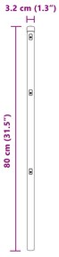 Postes de cerca vidaXL 26 pcs Cinza Ø32 mm 80 cm Aço Galvanizado