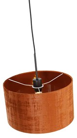 Candeeiro suspenso moderno preto abajur laranja 35cm - COMBI Moderno