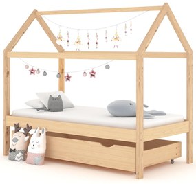 Estrutura de cama para crianças c/ gaveta 80x160cm pinho maciço