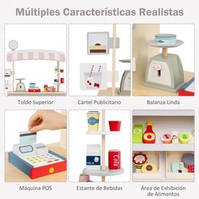Banca de comida e guloseimas para crianças 75 cm x 30 cm x 100 cm a partir dos 3 anos Carrinho com máquina POS Estante para bebida Cinza