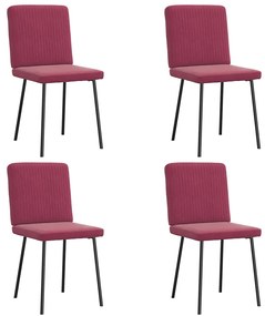 Cadeiras de jantar 4 pcs veludo vermelho tinto