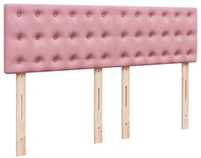 Cama com molas/colchão 160x200 cm veludo rosa