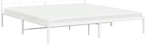 Estrutura de cama com cabeceira 193x203 cm metal branco