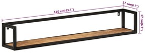 Prateleiras de parede 2 pcs 110x17x17 cm mangueira maciça/ferro