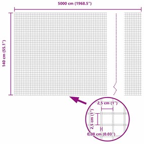 Cerca de Arame Soldado 1.4x50 m Aço Galvanizado