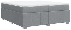 Cama com molas/colchão 200x200 cm tecido cinza-claro