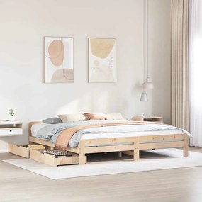 vidaXL Cama sem colchão 180x200 cm madeira de pinho maciça