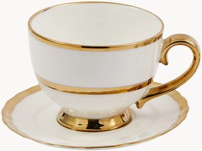 Chávenas de chá em porcelana com pires Golden, conjunto de 4