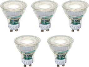 Conjunto de 5 Lâmpadas LED Reguláveis GU10 50mm Transparentes 2.5W 450 lm 4000K