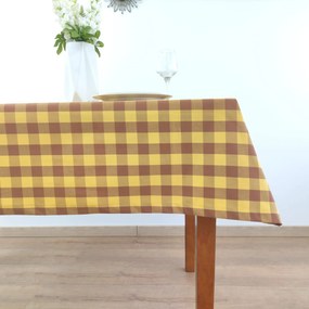Toalha de mesa Quadrados grandes Amarelo e Castanho