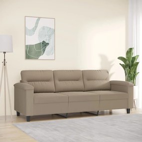 Sofá de 3 lugares 180 cm tecido de microfibra cinza-acastanhado