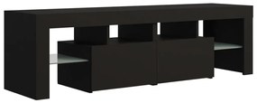 Móvel de TV com luzes LED 140x36,5x40 cm preto