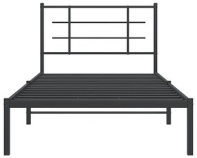 Estrutura de cama com cabeceira 100x190 cm metal preto