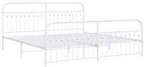 Estrutura de cama com cabeceira e pés 193x203 cm metal branco