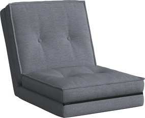 HOMCOM Poltrona de chão dobrável em veludo cotelê, colchão de chão com encosto regulável em 5 posições, 59 x 230 x 15 cm, cinza | Aosom Portugal