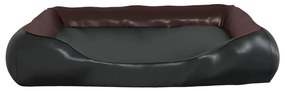 Cama para cães 80x68x23 cm couro artificial preto e castanho