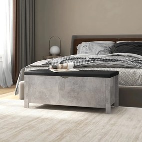 326772 vidaXL Caixa arrumação c/ almofadão contrap. 105x40x45cm cinza cimento