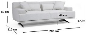 Sofá 2 Lugares Bentley – Bege – 200 cm x 110 cm x 80 cm