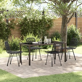 vidaXL Conjunto de 5 Peças de Jantar de Jardim Preto Polirattan