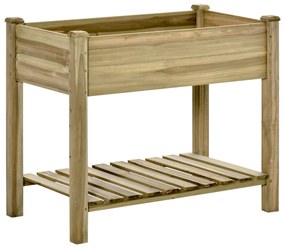 Horta Vertical de Madeira com Prateleira 91x51x76cm Mesa de Cultivo Retangular com Orifícios de Drenagem para Cultivos de Plantas Jardim Terraço Exter