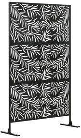 Outsunny Biombo de 3 Peças Separador de Ambiente com Desenho em Ramos Biombo para Exterior 122x45x198 cm Preto | Aosom Portugal