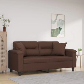 vidaXL Sofá 2 lug. c/ almofadas/almofadões 140cm couro artif. castanho
