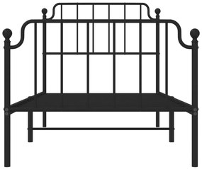 Estrutura de cama com cabeceira e pés 90x190 cm metal preto