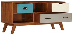 Móvel de TV c/ 3 gavetas 110x35x50 cm madeira de acácia maciça