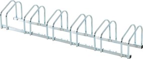 Estacionamento para 6 Bicicletas Suporte de Aço para Estacionar Bicicletas no Chão para Interior e Exterior 179x33x27 cm Prata