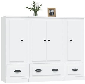 Aparadores altos 3 pcs derivados de madeira branco
