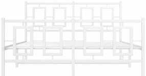 Estrutura de cama com cabeceira e pés 135x190 cm metal branco