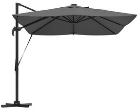 Guarda-sol de braço articulado com LEDs Antracite 352x251x265 cm Alumí