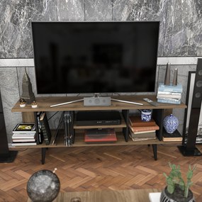 Móvel TV Akya – Walnut e Preto – 160x35x38,6 cm