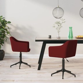 vidaXL Cadeiras de jantar giratórias 2 pcs veludo vermelho tinto
