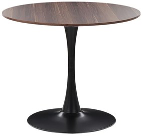 Mesa de jantar redonda castanho escuro e preto ⌀ 90 cm BOCA Beliani