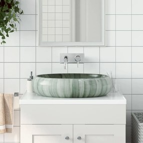 vidaXL Lavatório de bancada oval 59x40x15 cm cerâmica verde