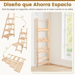Suporte para plantas 28 x 52 x 109 cm de madeira de abeto de 4 prateleiras Natural