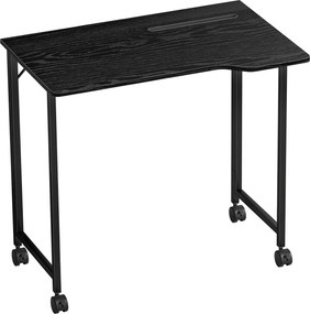 HOMCOM Secretária Dobrável 80 x 52 cm, Secretária para Computador com Rodízios e Ranhura para Aparelho, Montagem Fácil, Preto | Aosom Portugal
