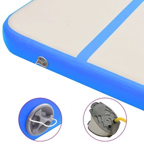 Colchão de ginástica insuflável c/ bomba 300x100x20 cm PVC azul
