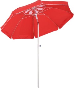Outsunny Guarda-sol de praia guarda-sol inclinável octogonal Ø 180 cm tecido poliéster anti-UV altura ajustável haste alumínio | Aosom Portugal