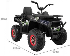 Moto 4 elétrica para crianças 12V 4x4 45W Deserto com Rodas Espuma EVA, Assento couro ecológico, som Crianças Até 30 kg Camuflada