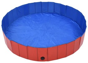 Piscina para cães dobrável 160x30 cm PVC vermelho