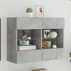 Móvel parede p/ TV c/ luzes LED 78,5x30x60,5 cm cinza cimento