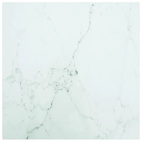 Tampo mesa 50x50 cm 6 mm vidro temperado design mármore branco