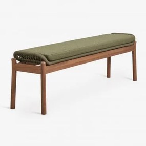 Banco De Jardim 180 Cm Em Madeira De Acácia E Corda Trançada Karvia Castanho Acácia & Bouclé Verde Sálvia - Sklum