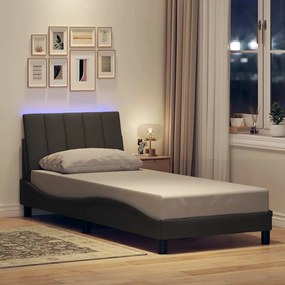 vidaXL Estrutura de cama sem colchão 90x190 cm tecido cinzento-escuro
